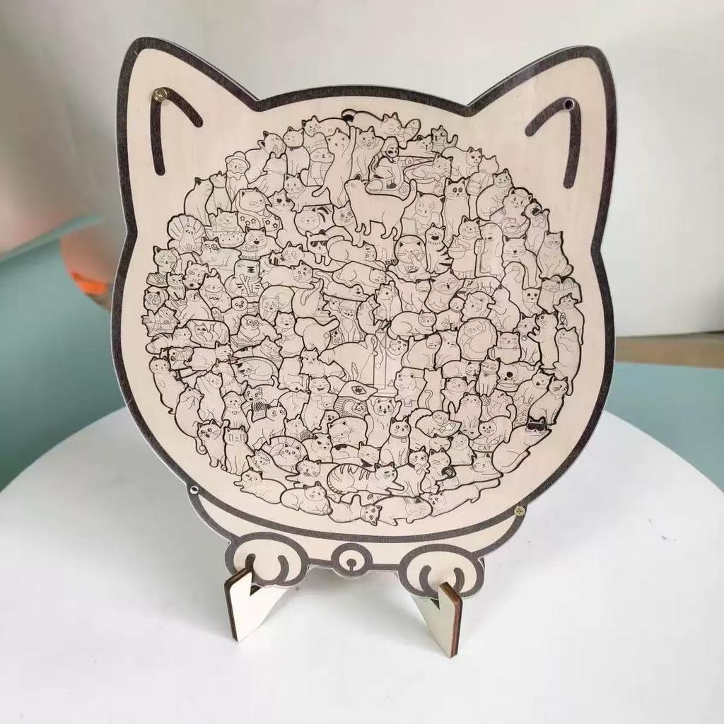 Cats Shaped Wooden Puzzle Morandi Puzzle