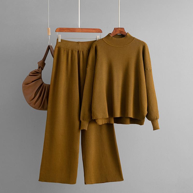 Women's Two-piece Set, Solid Color Simple Fashion Casual Loose Sweater Set