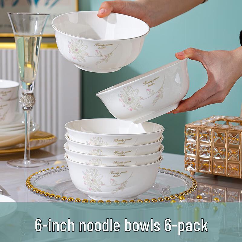 OIMG Elegant Spring Bloom Ceramic Salad/Soup Bowl Set