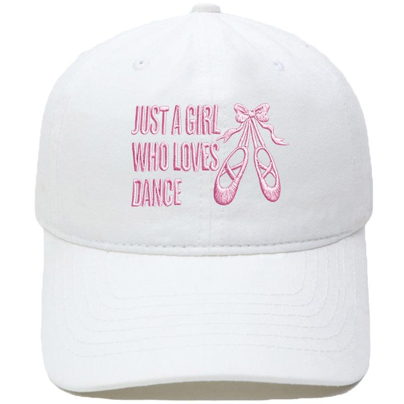 Bow Dance Shoes Letter Embroidery Baseball Cap Washed Retro Dad Hat Men's and Women's Casual Versatile Sun Hat