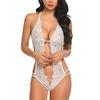 Huge breasts sexy hanging neck lace lingerie see-through no take off flirt one-piece female