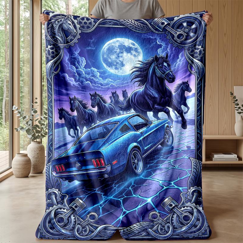 Magical Horse Dance 1 Theme Blanket Lightweight Warm Flannel Blanket Decorative Throw Blanket for Home Decoration