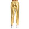 Damen Metallic Tanzhose Hoher Bund Elastischer Bund Lockerer Schnitt Sporthose Glänzender Schimmer Moderne Hose