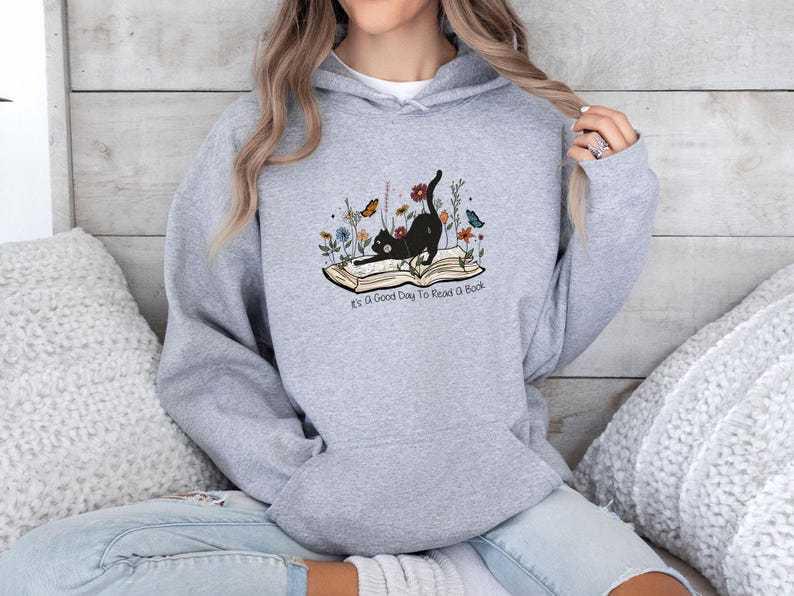 New Floral & Cat Print Long-Sleeve Women's Hooded Sweatshirt - Trendy Autumn/Winter Fashion