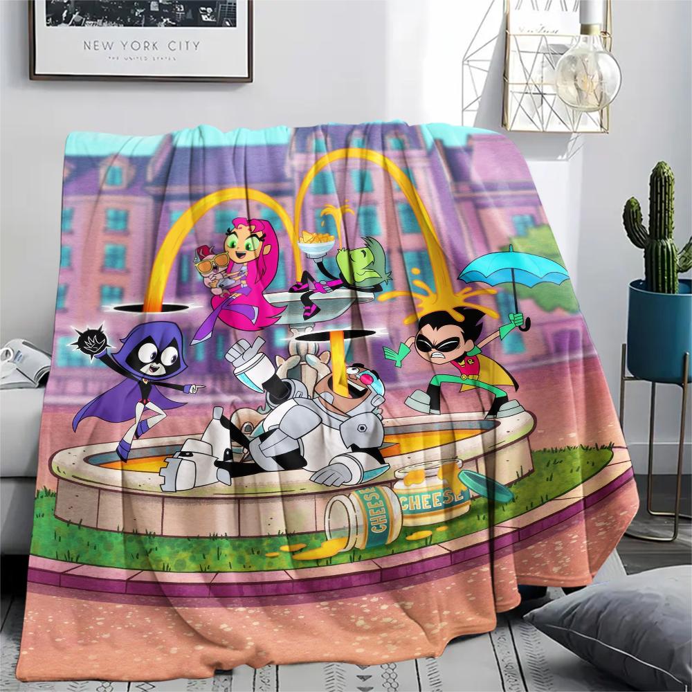 Teen Titans Go Character Blanket, Youth Throw for Home Decoration, Exclusive Gift for Modern Cartoon Fans.chl