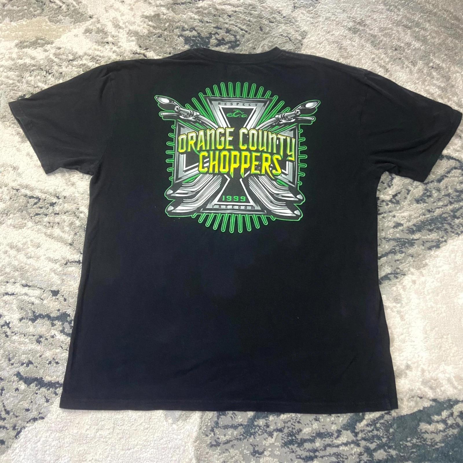 Orange County Choppers Y2K T Shirt Sz 2XL Black Grunge AOP Freedom Authentic 3XL