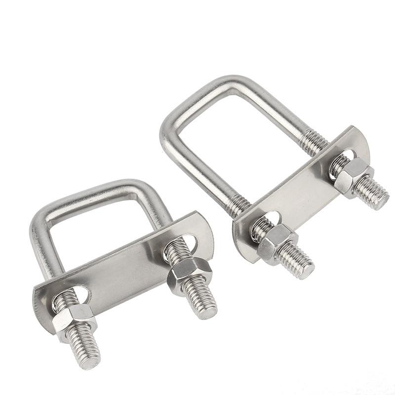 1/2 Sätze M8 M10 M12 304 Edelstahl Quadratische Klemme Rechtwinklig U-Schraubenmuttern Plattenbleche U-Bolzen Set
