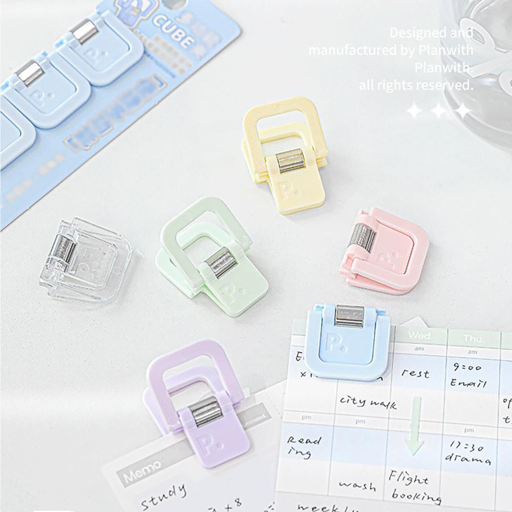 Cube shaped multifunctional student mini clip, note holder, bill holder, long tail clip, office storage
