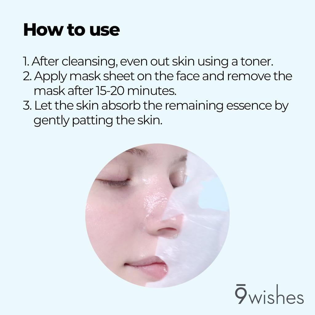 9WISHES Hydra Ampullen Tuchmaske 25ml*5 Stück