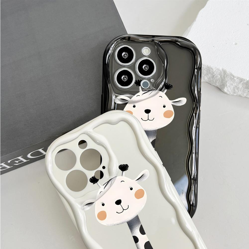 Cute Cartoon Pattern Cream Texture Casing Wavy Edge Soft Silicone Cover Phone Case for Huawei Honor Infinix Tecno iPhone
