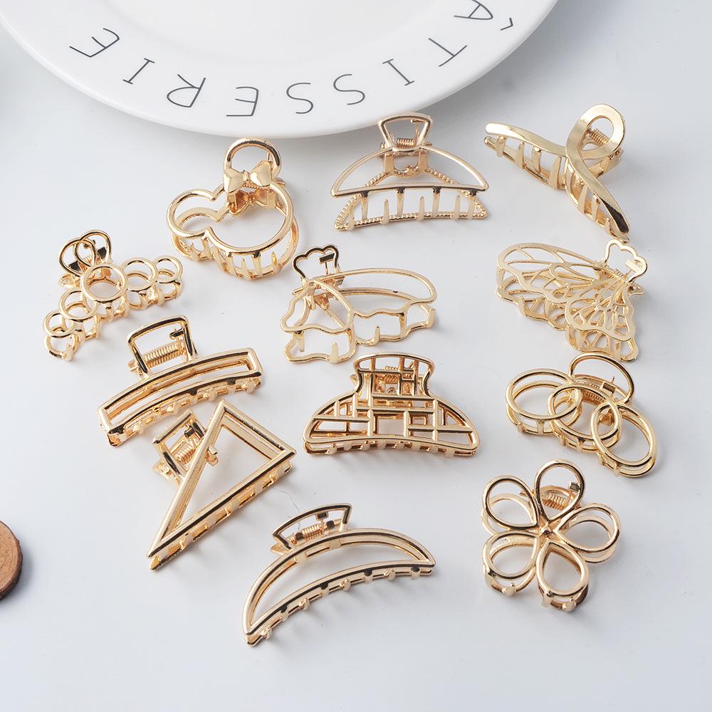 INS Minimalist Metal Claw Hairpin: Small & Medium Retro Hair Clip for European & American Styles, Korean Headwear