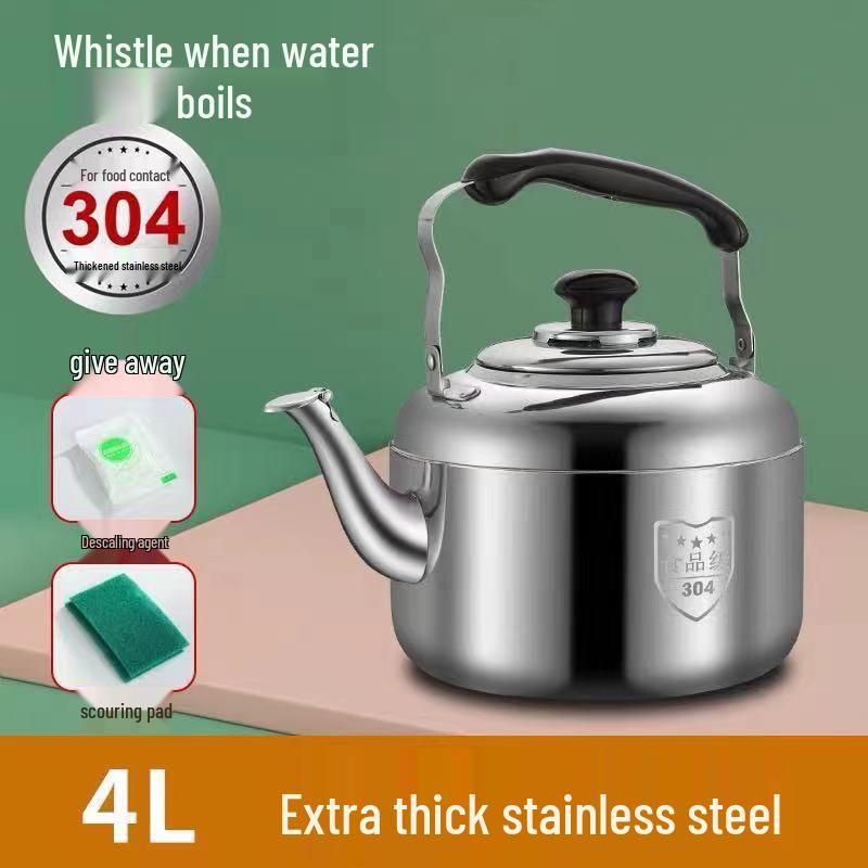 Large Capacity Stainless Steel Whistling Kettle - Thickened for Household or Commercial Use On Gas Stoves