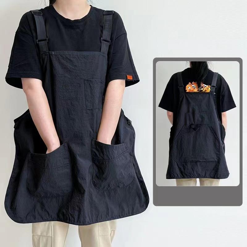Kitchen Apron Adjustable Waterproof Oil-Proof Workwear Apron Double-Sided Pure Color Unisex Chef Apron Household Kitchen Summer One Size чёрный