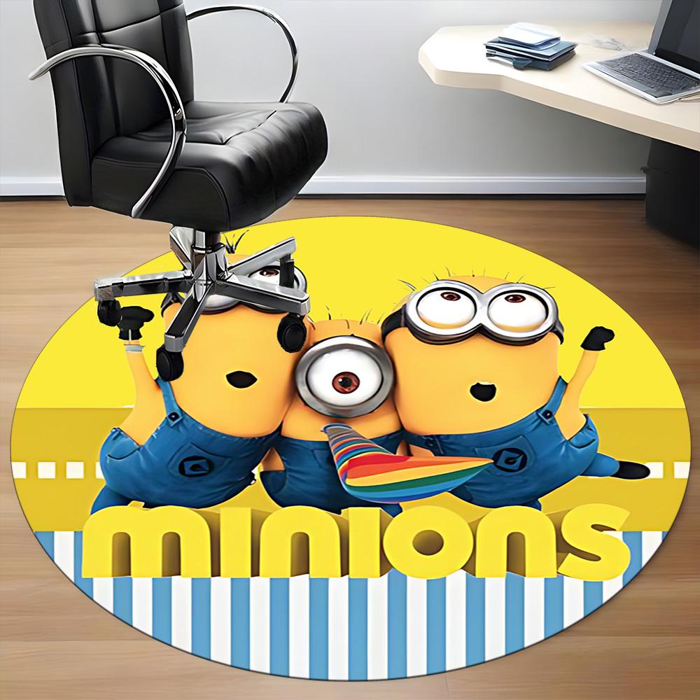 1pc Minions Office Round Area Rug, Bedroom Living Room Home Decor, Room Deco, Offic A1016181
