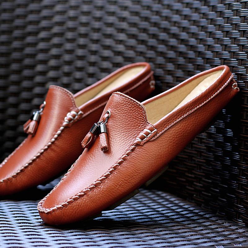 

Модные полуботинки мужские слипоны мюли тапочки мокасины повседневная обувь мужская уличная мода социальные кожаные мокасины дышащая кожаная обувь 10 коричневый