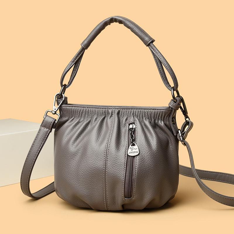 Women's Ruched Design Crossbody Bag Shoulder Bag Stylish Faux Leather Casual Bucket Bag