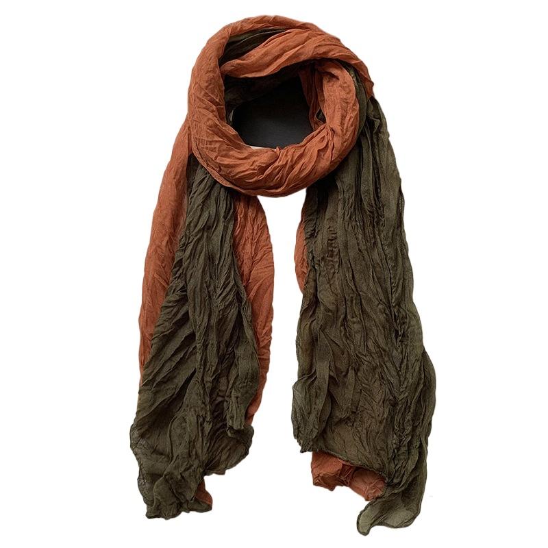 

Женский градиентный шарф с эффектом мятости - Легкий, мягкий, дышащий шарф - Длинная шаль, шарф в ретро этническом стиле, богемный шарф-шаль для пляжного курорта