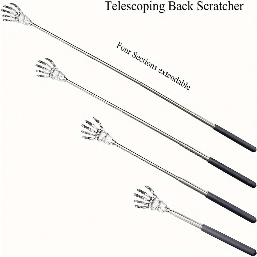 3 Pcs Adjustable Stainless Steel Back Scratcher with Retractable Claw for Portable and Convenient Massage and Tickle Relief