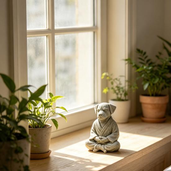 3D-gedruckte meditierende Hundestatue, Niedliche Zen-Welpen-Skulptur, Retro-Schreibtischdekoration für Zuhause & Büro, Einzigartiges Geschenk für Hundeliebhaber
