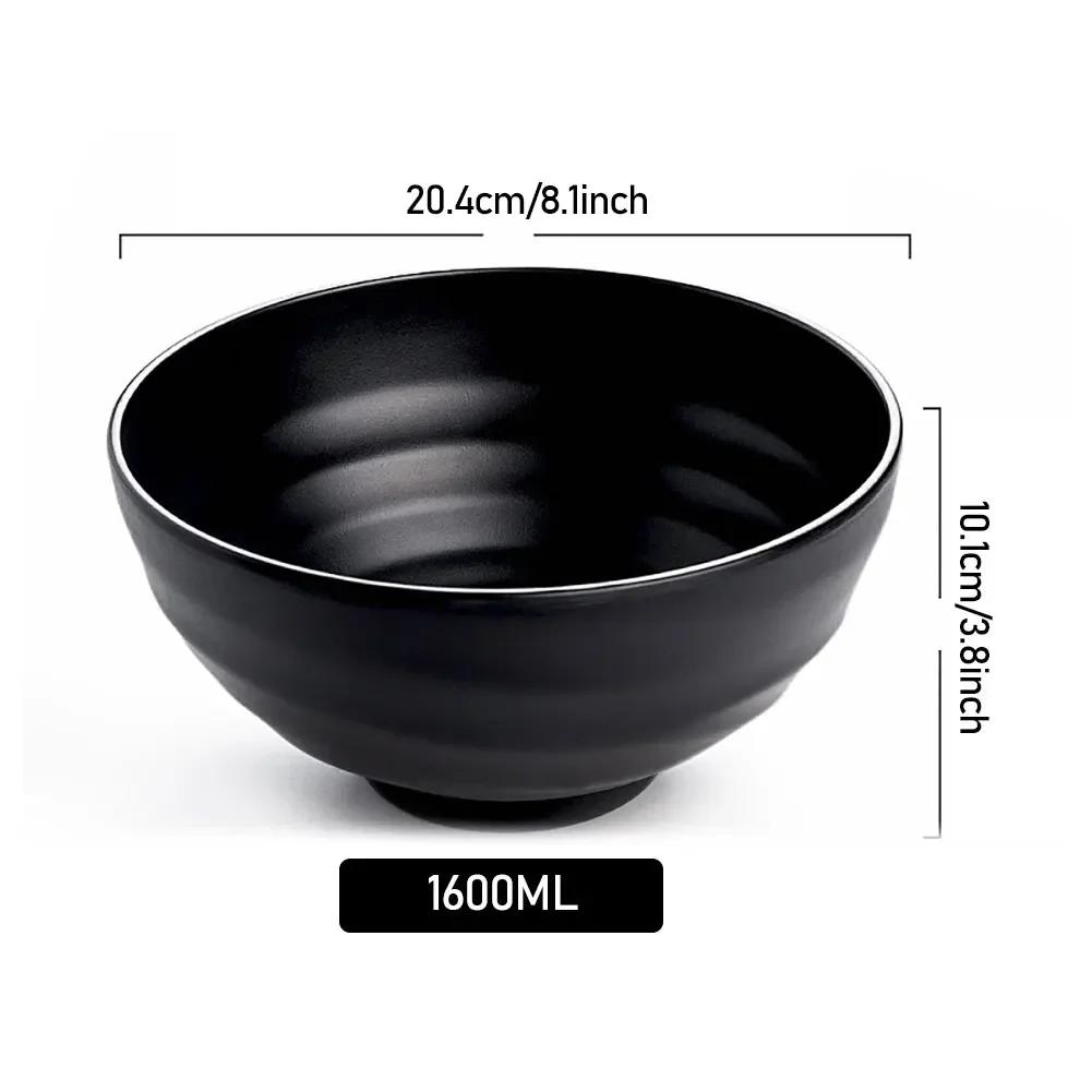 Fancyfamily Black Frosted Melamine Japanese Style Beef Ramen Bowl Bamboo Hat Shape Soup Bowl Fast Food Tableware