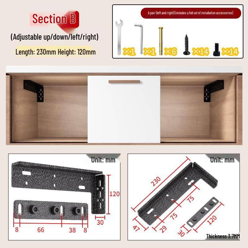 Wall-Mount Floating TV Cabinet Bracket &