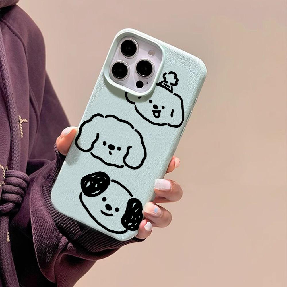 Husă pentru telefon cu senzație de piele pentru iPhone 11 13 16 Pro Max iPhone XR XS Max 14 15 Pro Max 12 13 Pro Max 16 Plus 13 Pro 14 Pro desene animate pictate Macaron Culori