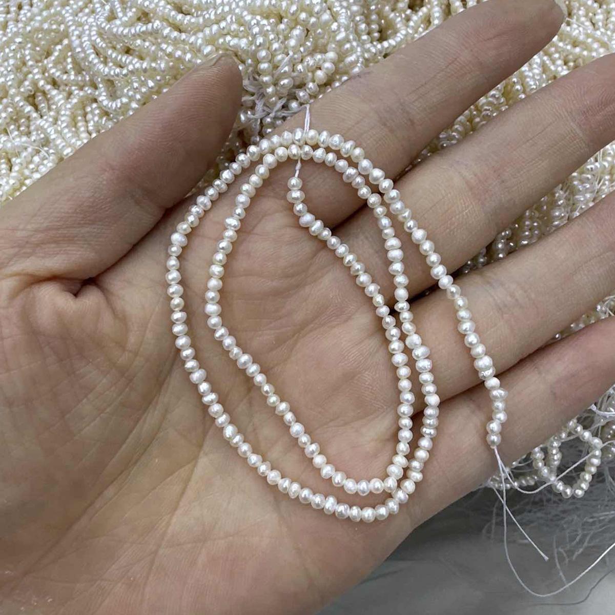 

1String, White Natural Freshwater Pearls, Handcrafted Near-round Pearl Beads for Jewelry Making DIY Crafts (Beads 2-2.5mm, Length 36cm) 1String/2-2.5mm-36cm білий