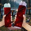 1PC Red Vein Dark Marble Texture Print 750ml Color Plastic Sports Water Bottle Leakproof Flip Straw Lid Suitable for Sports Office Home Use