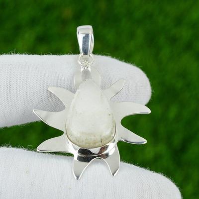 Geburtstagsgeschenk für sie Naturweißer Quarz Edelstein Anhänger 925 Sterlingsilber