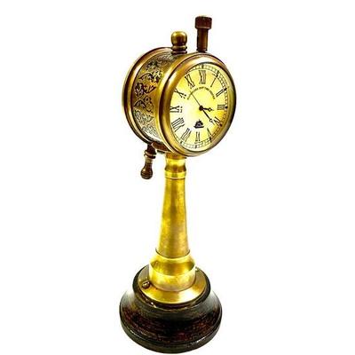 Maritimer handgefertigter maritimer Schiffstelegraf aus Messing, Schiffsmotor-Soundtelegraf mit Uhr für Zuhause, Bürodekoration