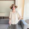 2025 Summer Women's Fashionable Loose V-Neck Short Sleeve Cardigan Top
