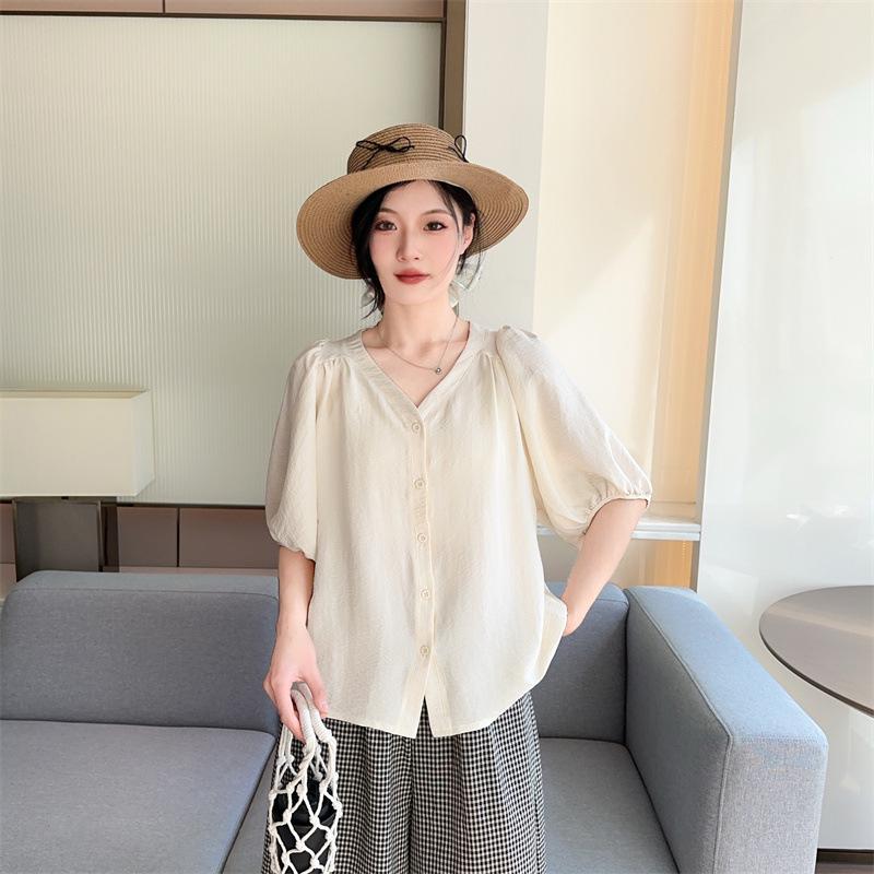 2025 Summer Women's Fashionable Loose V-Neck Short Sleeve Cardigan Top