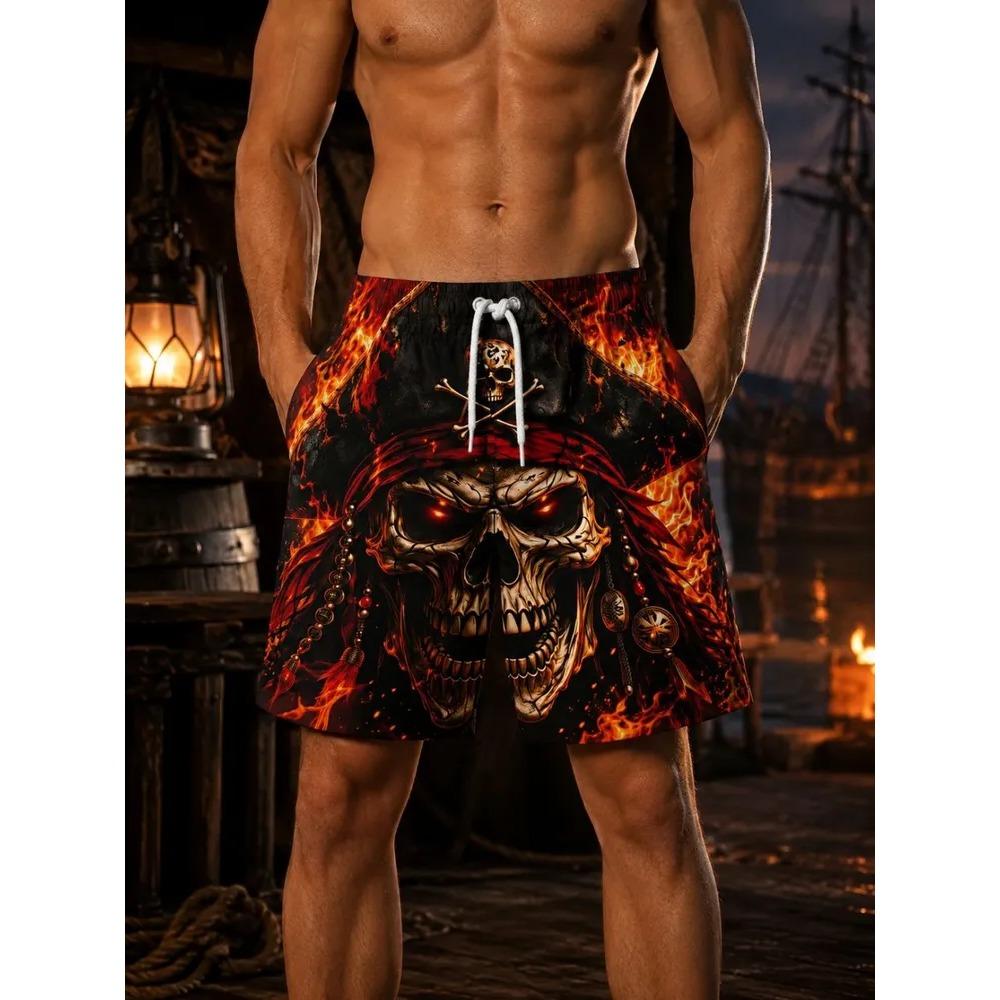 Men s Casual Shorts Outdoor Wear Creative Colorful Fun Skull 3D Printed Shorts Loose Casual Plus Breathable Cool Summer Versatile Shorts S