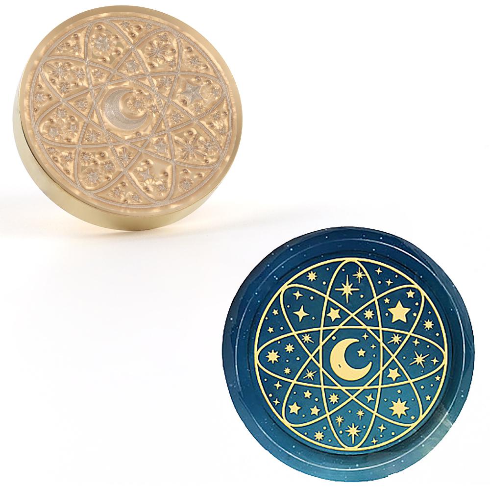 

1 шт. Печать для сургуча с рисунком ведьмы, звезд и луны, бабочки, журавля, 25 мм, сменные латунные головки для печати для декора