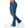 VibeStreet Washed Denim Straight Pants Women Ankle Length Jean Ripped Hole Distressed Pockets Solid Casual Skinny Vintage High Waist