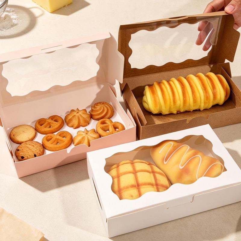 Gift Storage Boxes Kraft Paper Dessert Box Homemade Bread Chocolate Sweets Packaging Box Holiday Birthday Gift Packing Container