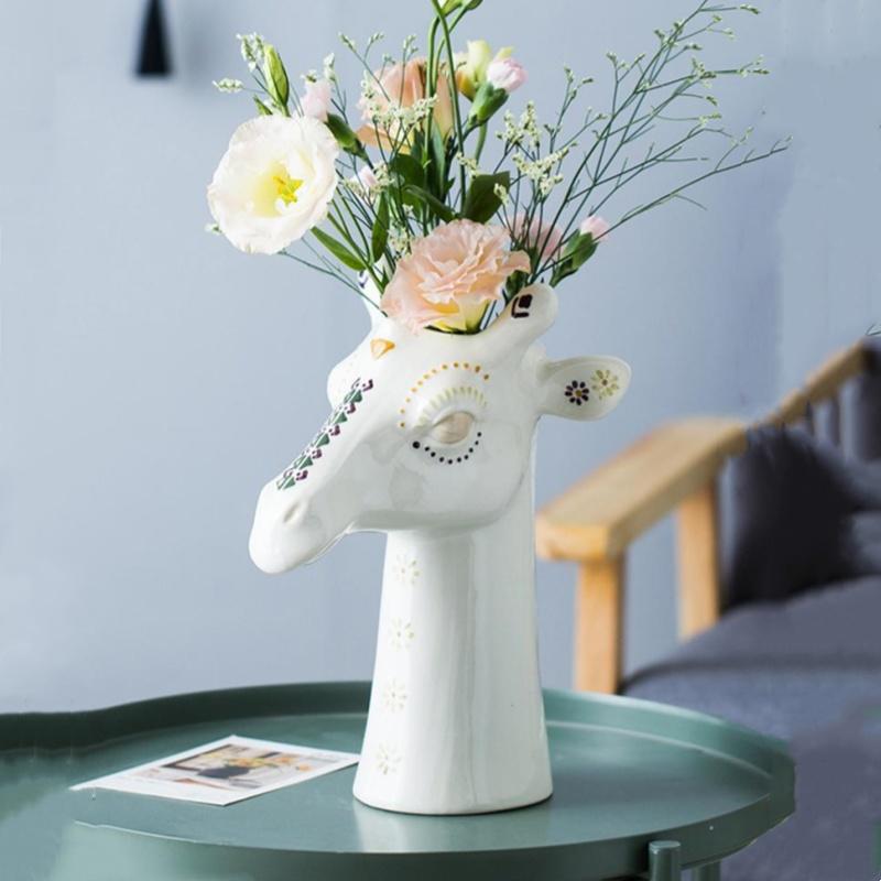 

Ceramic Vase Giraffe Simulated Animal Sculpture Flower Arrangement Accessories Ceramic Crafts Home Decoration Accessories