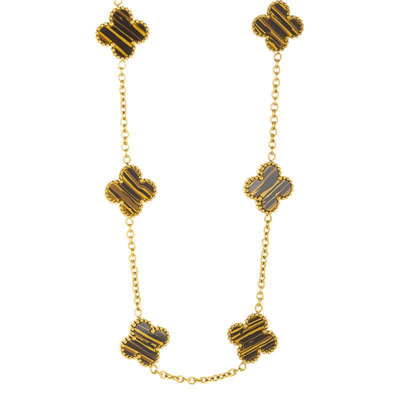 10 Flower Sweater Chain Double-sided Four-leaf Clover Necklace Accessible Luxurycasual Flower Pendant Clavicle Chain Necklace