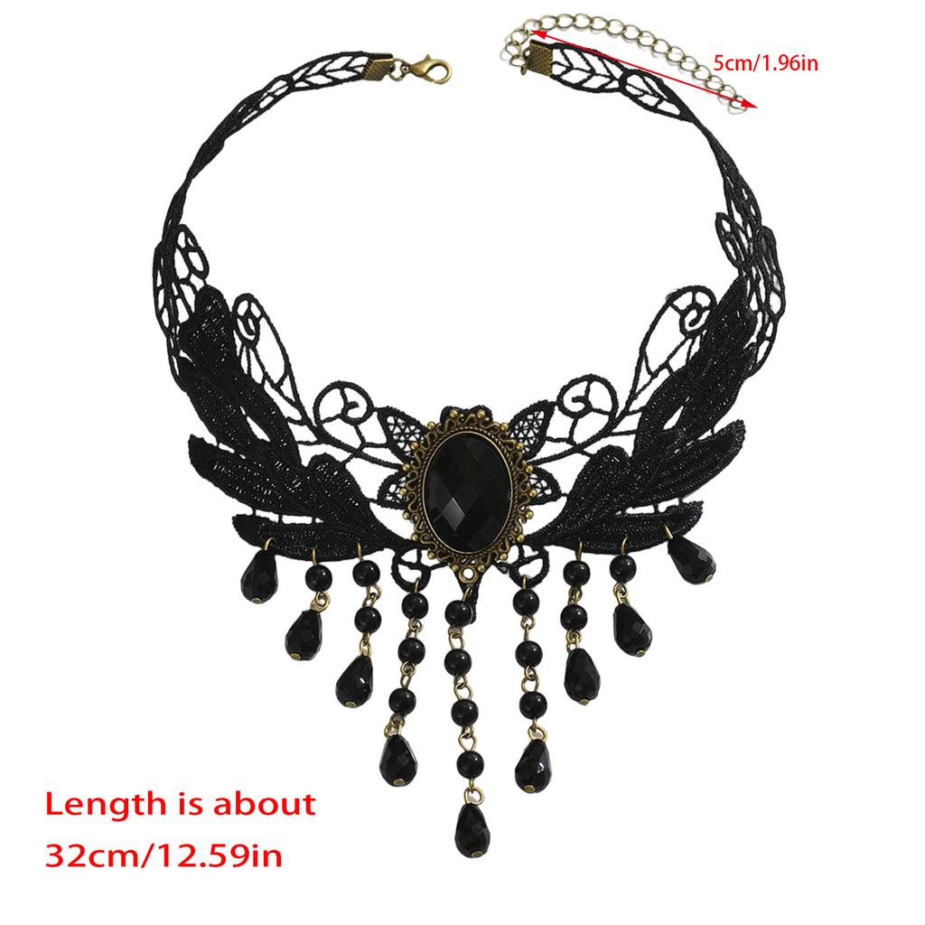 Dark Romance Gothic Lace Necklace Adornment Sturdy Chokers Neckchain Adornment for Fashion Enthusiasts