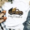 Women Lady Deer Animal Cartoon Print Printing Merry Christmas Womens Clothes Shirt T Tee For Tshirt