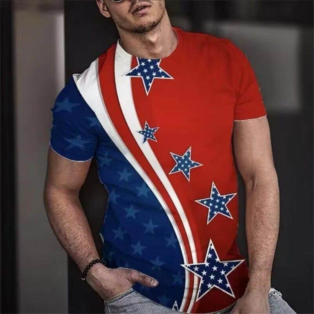 Summer Hot Selling Independent Sun Star 3D Printed Short Sleeved Men's Fashionable Round Neck T-shirt