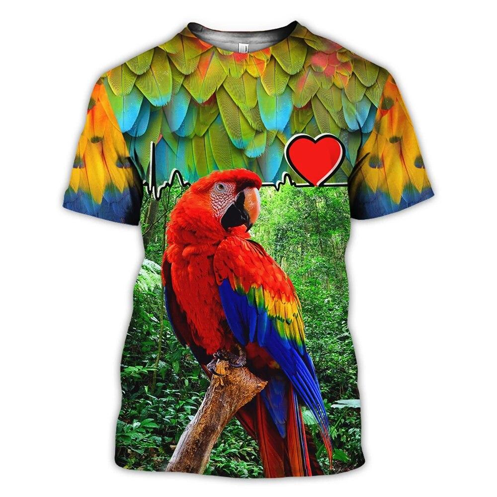 Fashion All Kinds of Birds T Shirt for Men Fun Trend Personality Printed Round Neck Tees Hip Hop Harajuku Streetwear Tops