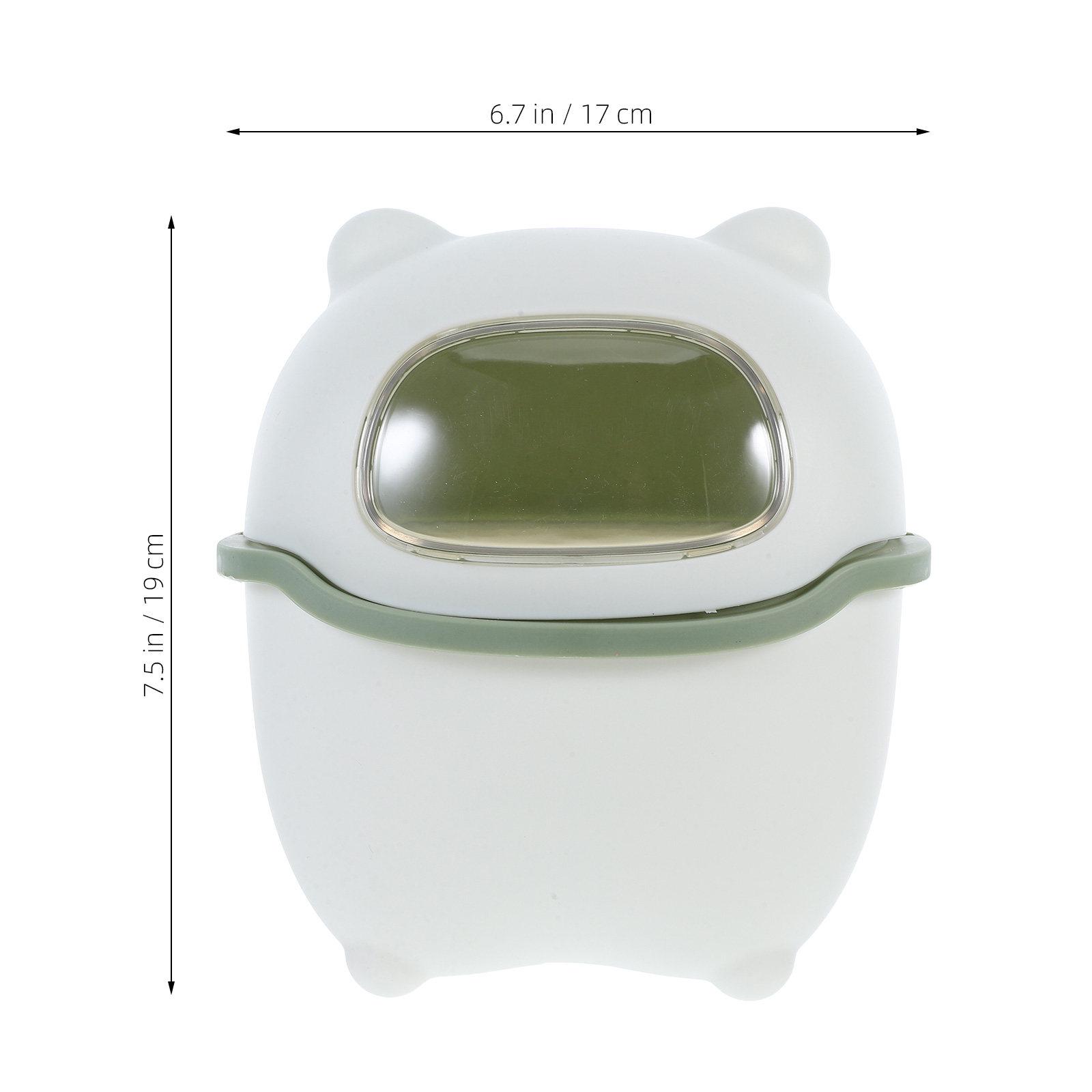Cartoon Bear Desktop Trash Can with Lid Creative Mini Garbage Bin Small Trash Bucket Ideal for Table Bedroom Bathroom зелёный