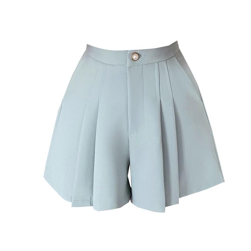 High Waist Pleated Pants Irregular  Women A-line Short Simple and Versatile