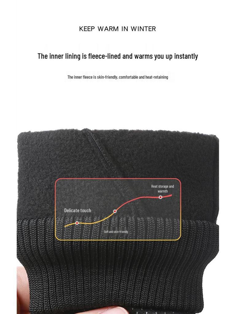 Men's Winter Touchscreen Cycling Gloves: Fleece-Lined, Water-Repellent, Non-Slip, Flip-Top and Full-Finger Design.