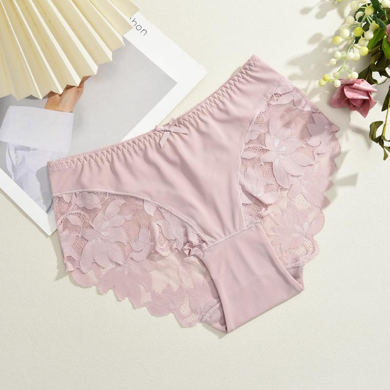 1pcs Women's High Waisted Plus Size Lace Bow Underwear, Fashionable, Breathable, Soft and Comfortable Women's Underwear, Multiple Colors