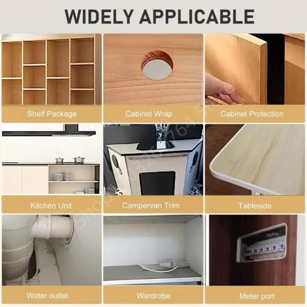 1pc 5m/196.85in Self Adhesive PVC Edge Banding Strip Sealing Tape U-Shaped Strip for Furniture Cabinet Desk Edge Guard Protector