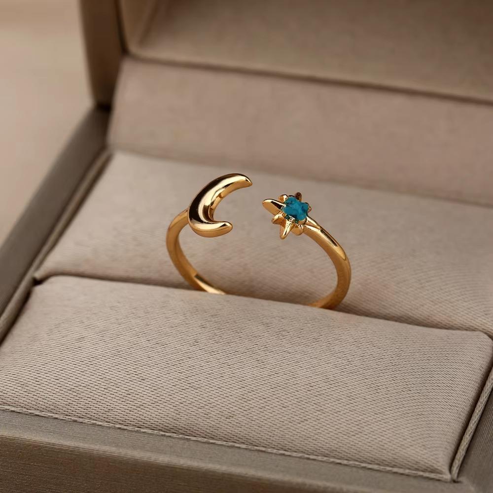 Irregular Geometric Adjustable Rings For Women Gold Color Stainless Steel Waterproof Dolphin Fish Anillos Heart Dainty Jewelry