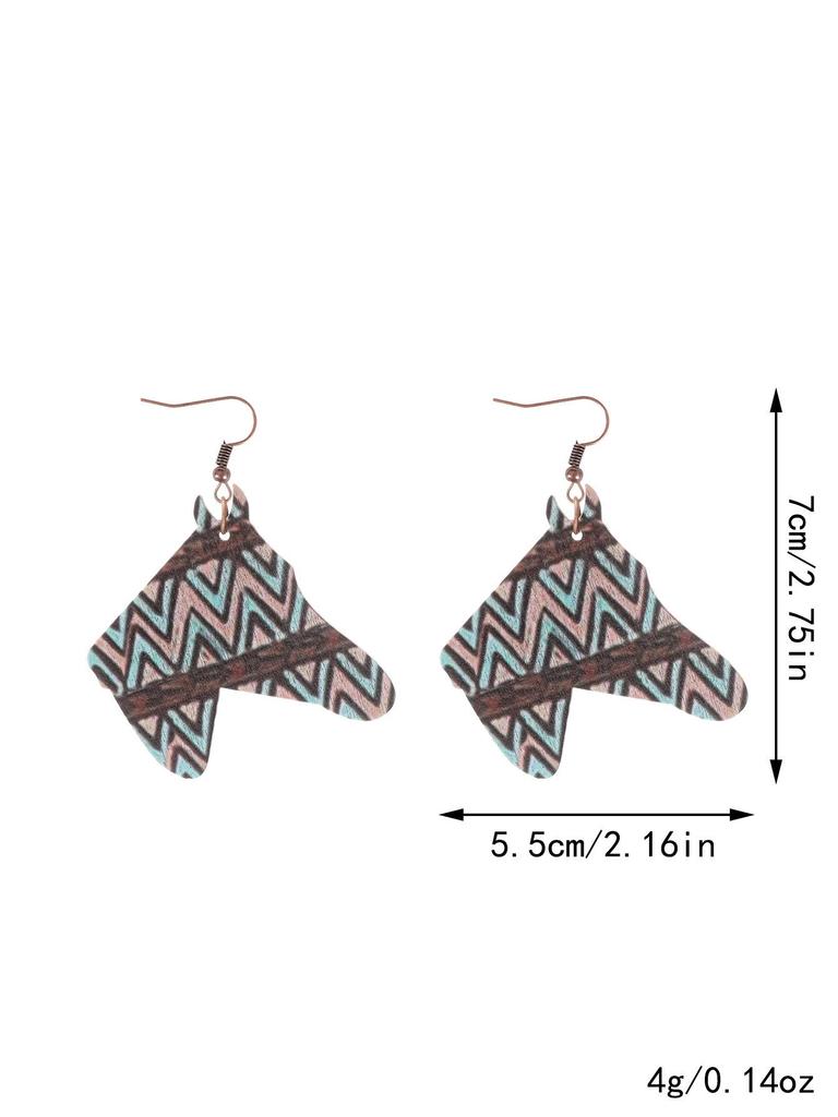 Western-Ohrringe aus Holz mit Stierkopf und Blumenmuster für Damen