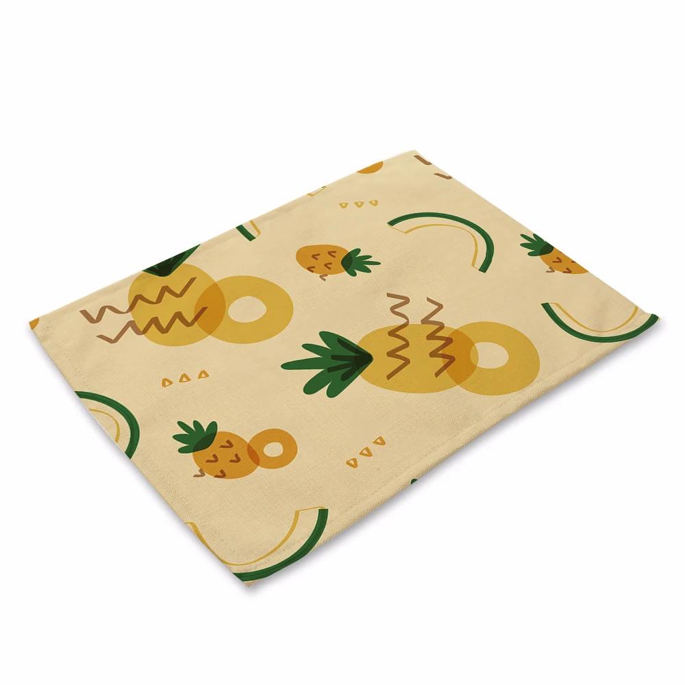 Lemon Fruit Placemats Summer Ice Cream Place Mats Waterproof Non-Slip Heat-Resistant Linen Outdoor Flamingo Dinner Table Mats